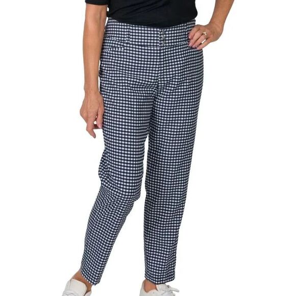 JoFit Playoff Golf Pants  Women's 16  Activewear  Back Slit  Navy / White Check - Picture 14 of 14